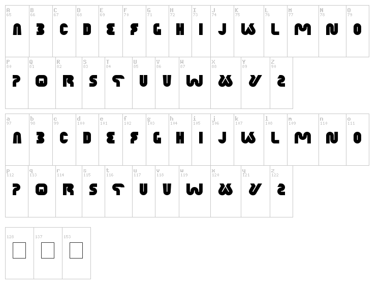 Xtreme Bike font map